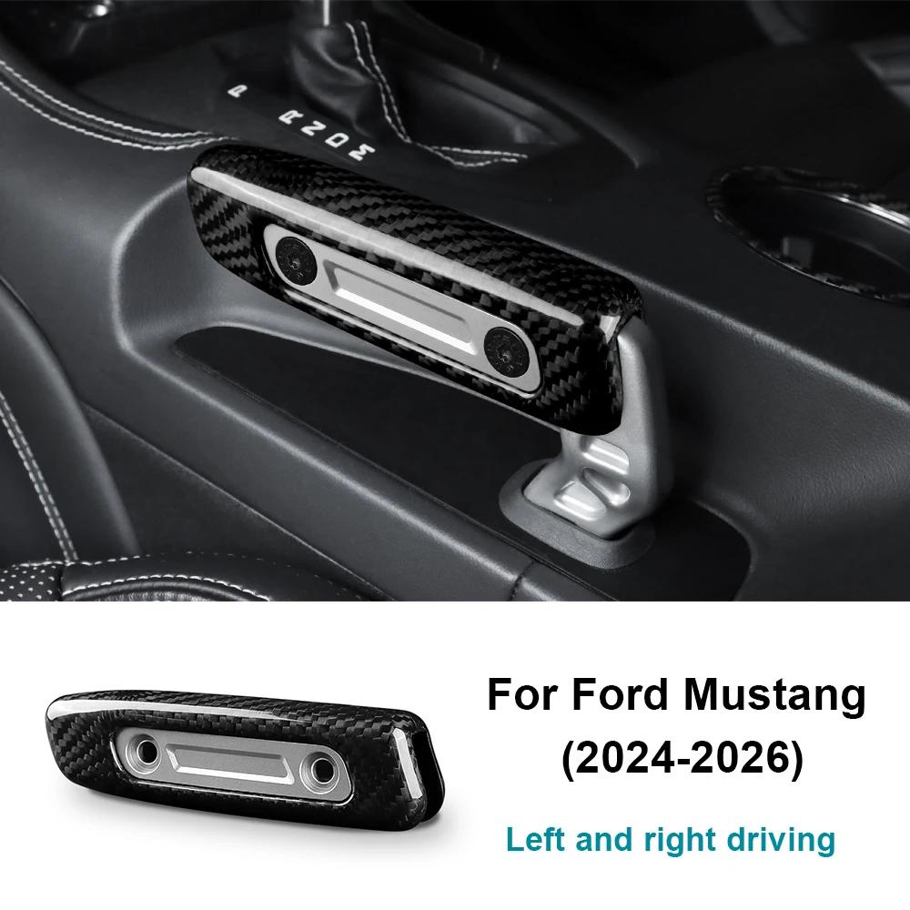 Real Hard Carbon Fiber Cover For Ford Mustang GT Dark Horse EcoBoost 2024 2025 2026 Replace Handbrake Grip Sticker Handle Trim