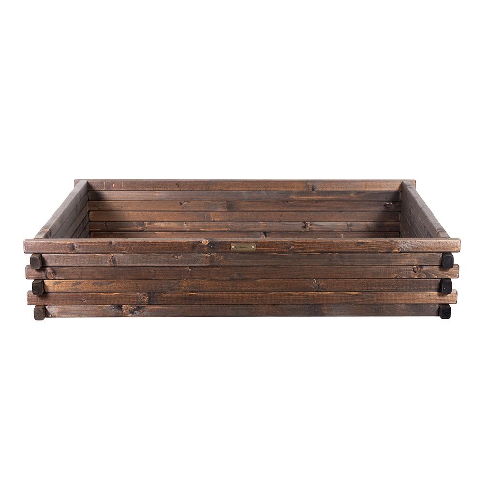 Raised wooden bed 120x80x24cm Greenspot - Raised garden bed for herbs, flowers, vegetables - Wooden garden box, impregnated - Timber Dark Rosewood