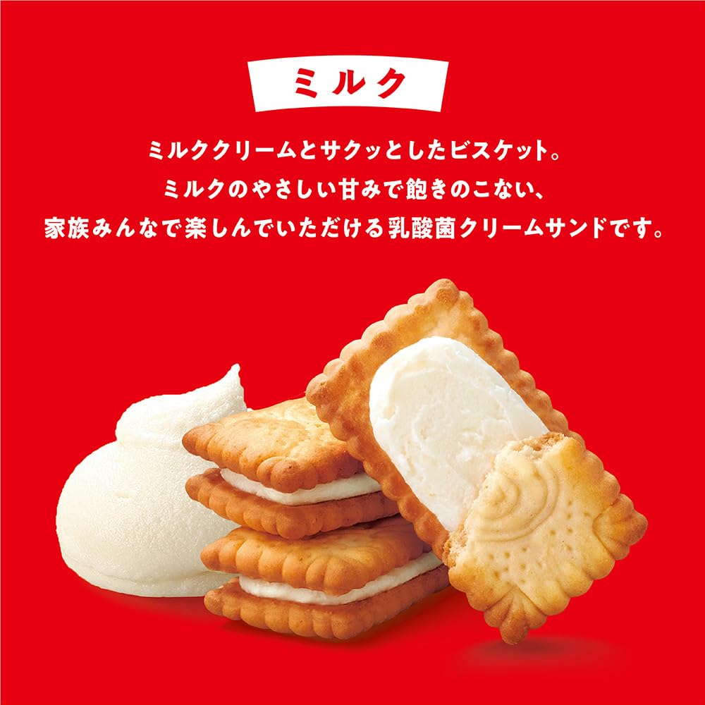 Bisco Mini Pack Lactic Acid Bacteria Cream Sandwich Milk 5 biscuits x 20 Ezaki Glico (Bisco Glico) Biscuits, Cream, packs,