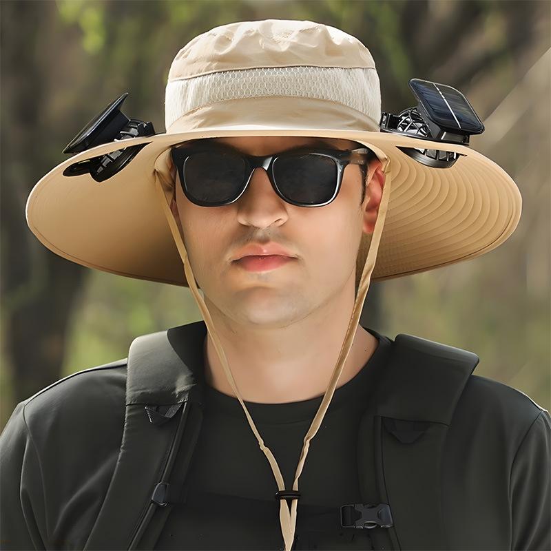 Solar Fan Hat Men's Summer Outdoor Mountaineering With Fan Sunshade Sunscreen Hat Fishing Fisherman Hat