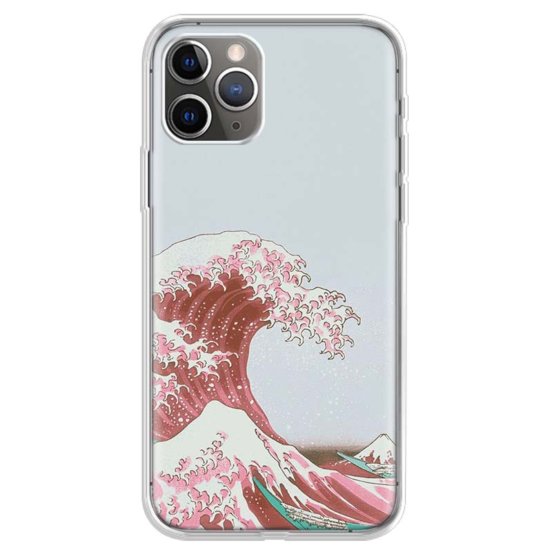 Japanese wave art Phone Case For iPhone 17 Air 11 13 Mini 14 15 Plus 16 12 Pro Max 16E SE 7 8 Pattern Soft TPU Back Cover  17 Ai
