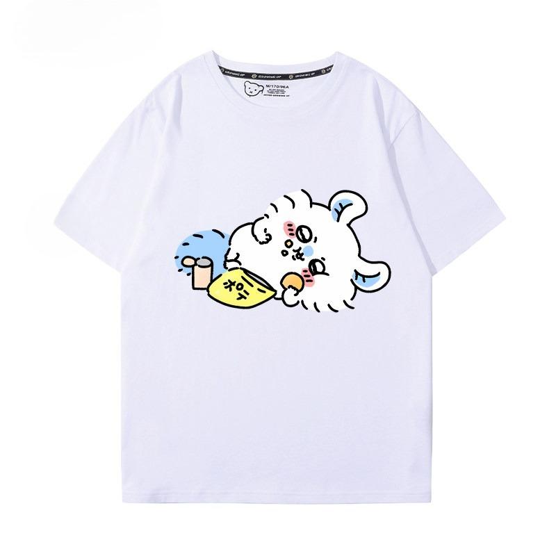 Chiikawa Japanese Cartoon Graphic T‑Shirt, Men Women Couple Casual Summer Short‑Sleeve Oversized Harajuku Streetwear Gift Top