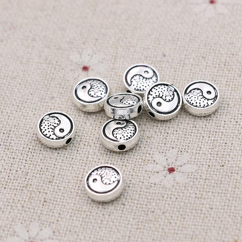 8Mm Silver Plated Yin Yang Spacer Loose Beads For Jewelry Making Bracelet Necklace Earrings Accessories 20Pcs