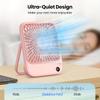 Portable USB Desk Fan with 5000mAh Battery, 15H Ultra Quiet Operation, 180° Adjustable Tilt, 4-Speed Settings
