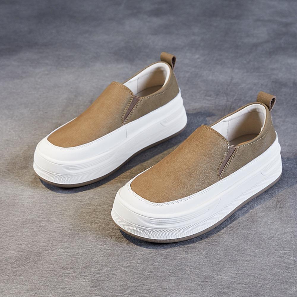 Genuine Leather Casual Shoes Women Leather Soft Soled Loafers Women Fashion Versatile Casual Women's Shoes Retro Platform Shoes