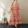 2025 New Thin Round Neck Long Sleeve Loose Slim Large Swing A-line Dresses
