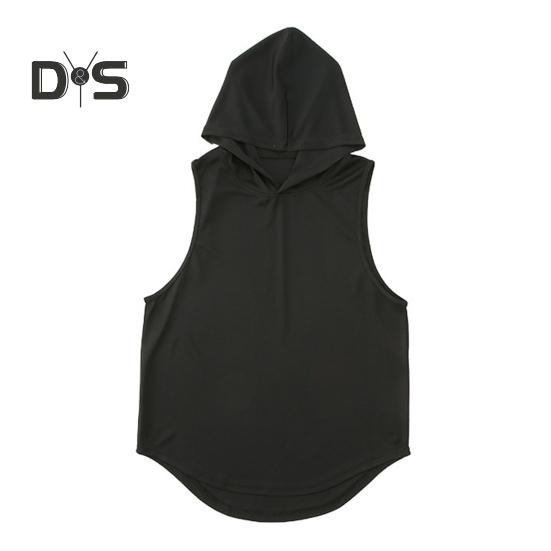 Herre Sportsvest Tynn Løs Hette Hurtigtørkende Ensfarget Lett Elastisk Basketball Jogging Gym Trening T-skjorte