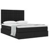 Storage Bed with Mattress Black 140 x 190 cm Fabric