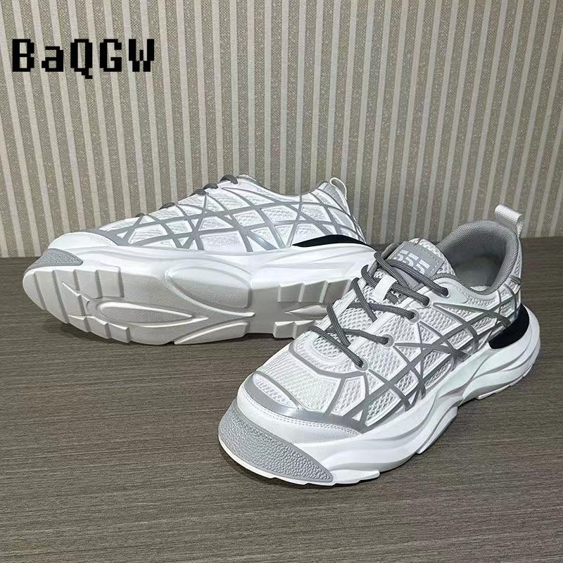Klobiger Sneaker für Herren Sommer Mesh Atmungsaktiv Luxus Laufschuhe Mode Gestreiftes Design Casual Zapatillas Sports Sneakers