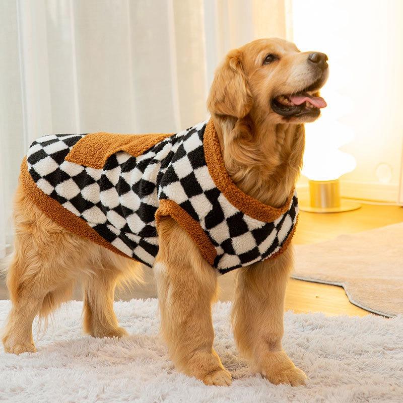 Autumn and winter big dog fleece vest medium and large dog golden retriever samoyed two-legged cotton-padded coat pet big dog clothes