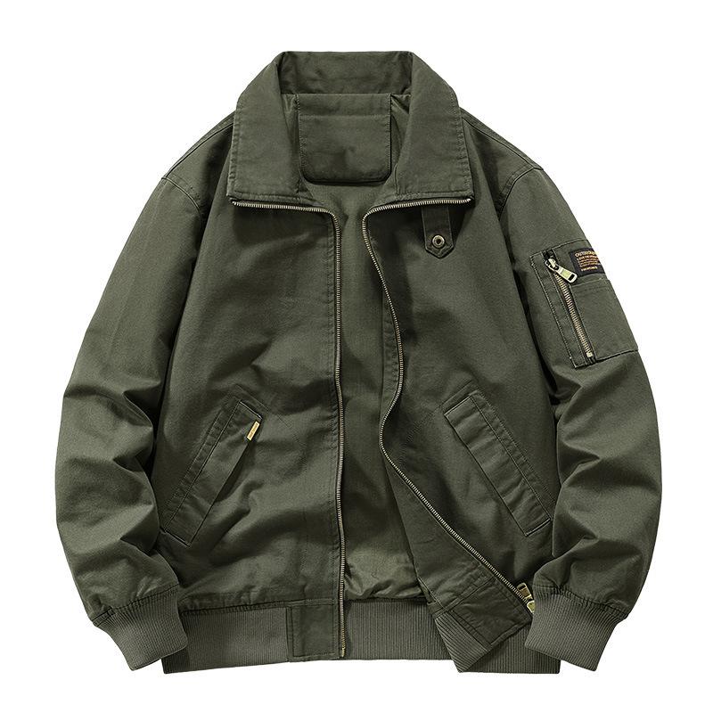 New Spring and Autumn Cotton Lapel Jacket Men's Retro Casual Tooling High-end Loose Flight Suit Jacket