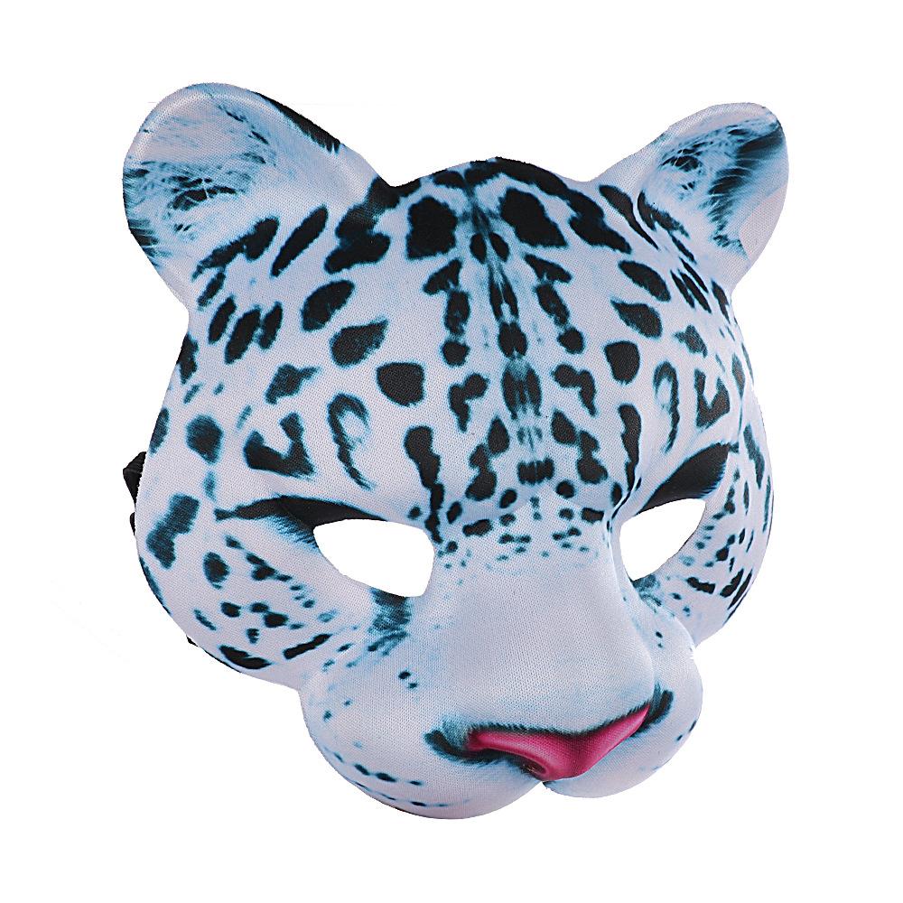 Snow Leopard Mask Realistic Animal Half Face Mask for Halloween Masquerade Carnival Night Party Costume Cosplay Props
