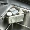 Sink Caddy for Sponges Corner Shelf Triangular Storage Rack, Stainless Steel Hollow Mesh Rack Dish Stable Space Saving Sponge Holder Kitchen