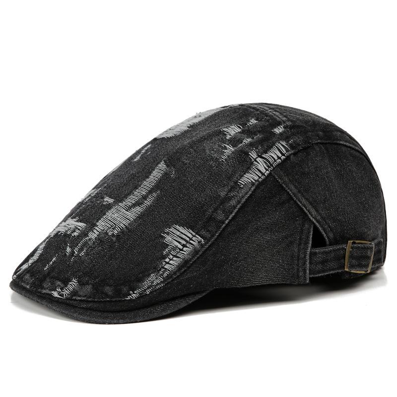 Washed Denim Forward Beret Hat For Women Visors Sun Protection Casual Vintage British Style Cap For Men Gift Latest Summer Blue