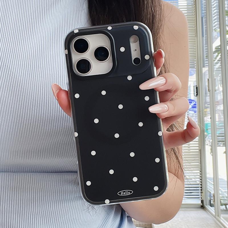 Ins Popular Polka Dot Magnetic Wireless Charging Phone Case For iPhone 17 16 15 14 Pro Max For Magsafe 2 in 1 Back Cover