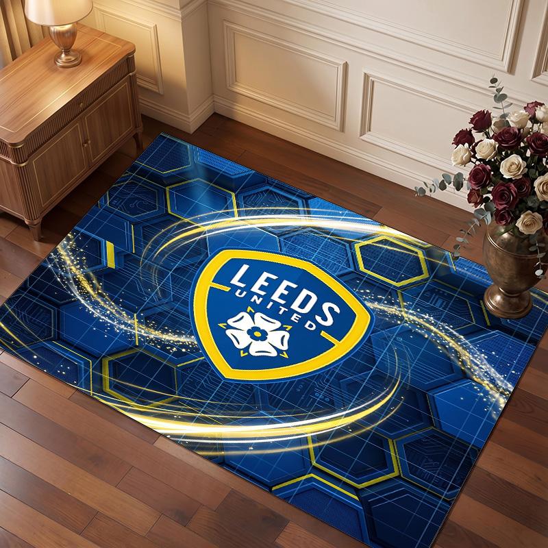 Tappeto in Velluto di Cristallo con Stampa del Leeds United Football, Comodo Assorbente d'Acqua Antiscivolo Tappeto per Pavimenti Interni
