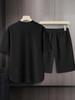 High-End Summer Youth Casual Two-Piece: Arc Hem Shorts & Short Sleeve T-Shirt Set