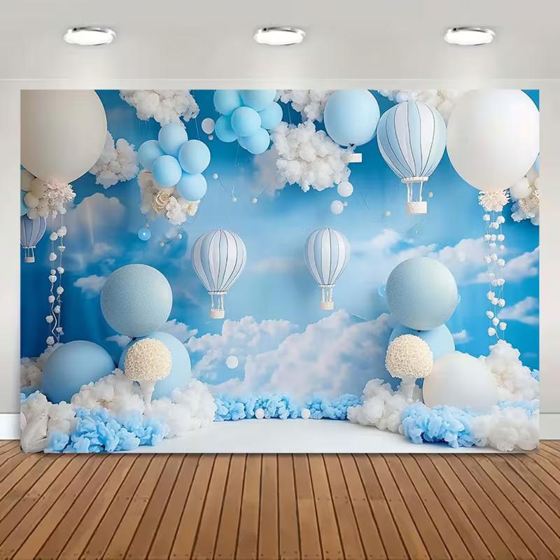 2D mrak horkovzdušný balón Pozadí Dekorace na oslavu Baby Shower