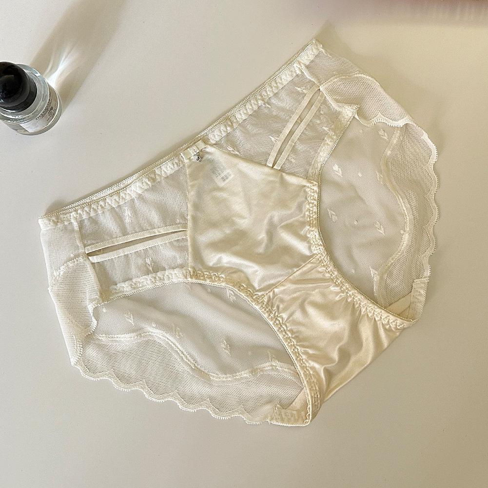 Women's Antibacterial Splicing Hollow Heart Sexy Pure Lust Mesh Lace Panties