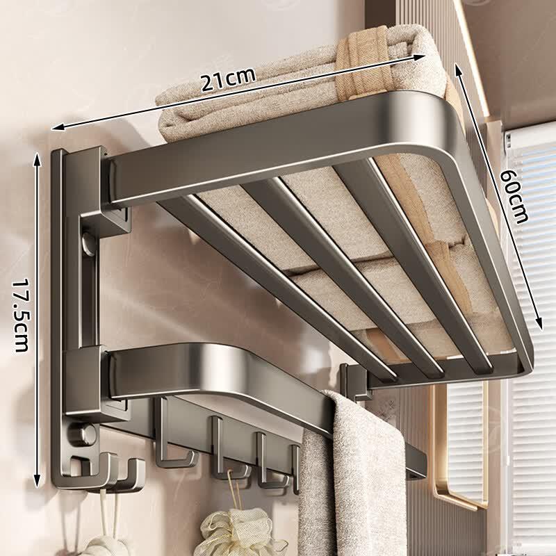 Jibaiju Punch-Free Bathroom Towel Rack with Storage Shelf