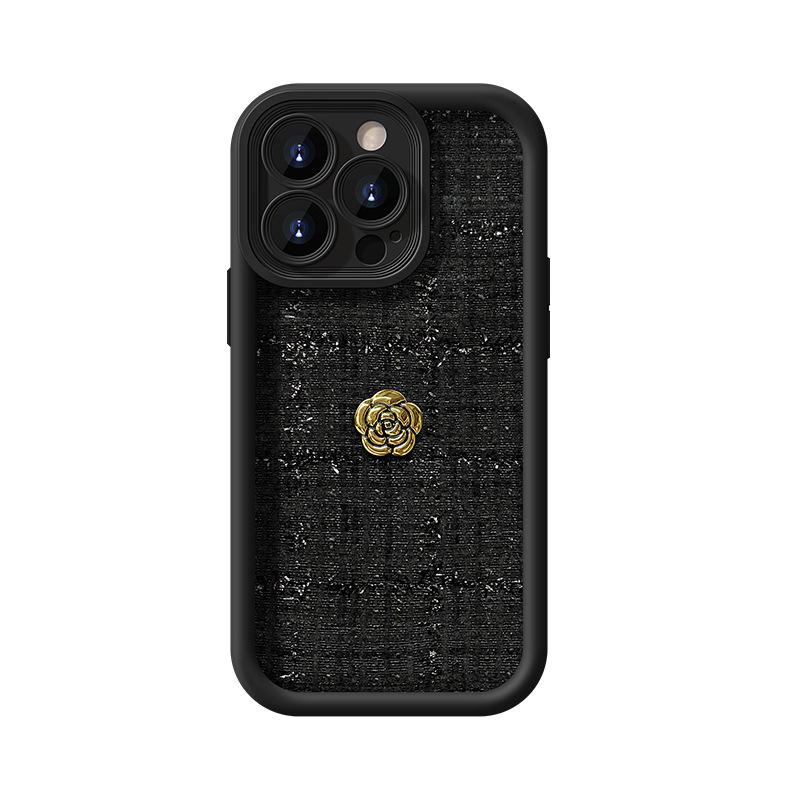 Das dreidimensionale Kamelien-Armband ist geeignet für Apple 16 Plüschstoff-Handyhülle 15pro, leichter Luxus 14 mit feinen Löchern und Anti-Sturz 13/12
