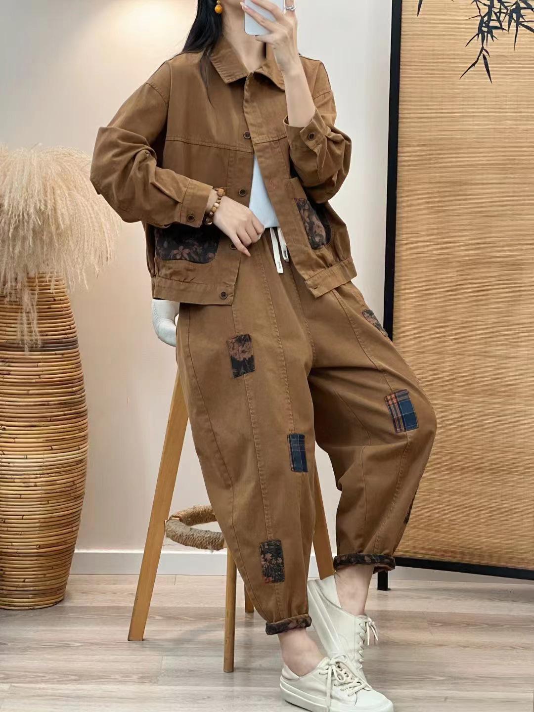 

Весна 2025 г. Женский свободный повседневный кардиган в корейском стиле в стиле пэчворк с длинными рукавами One Size хаки