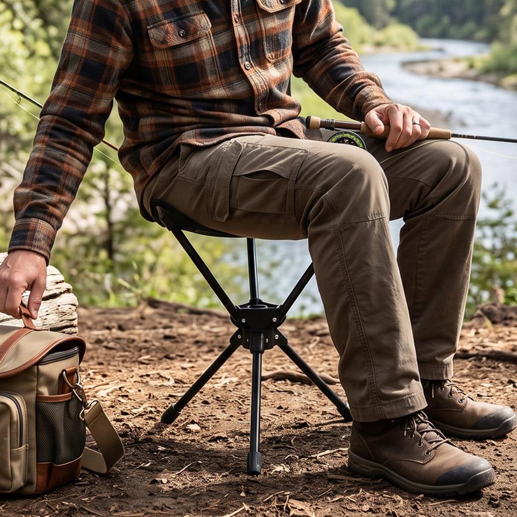 Portable Camping Stool Lightweight Aluminum Alloy Tripod Stool Folding Chair with Rotating Seat for Outdoor Fishing Hiking Camping Queueing Includes C