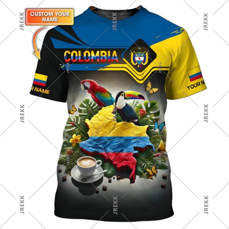 Columbia Custom Name 3D Print T-shirt For Men Colombia Flag Pattern Short Sleeve T Shirts Summer Personality Loose Customed Tee