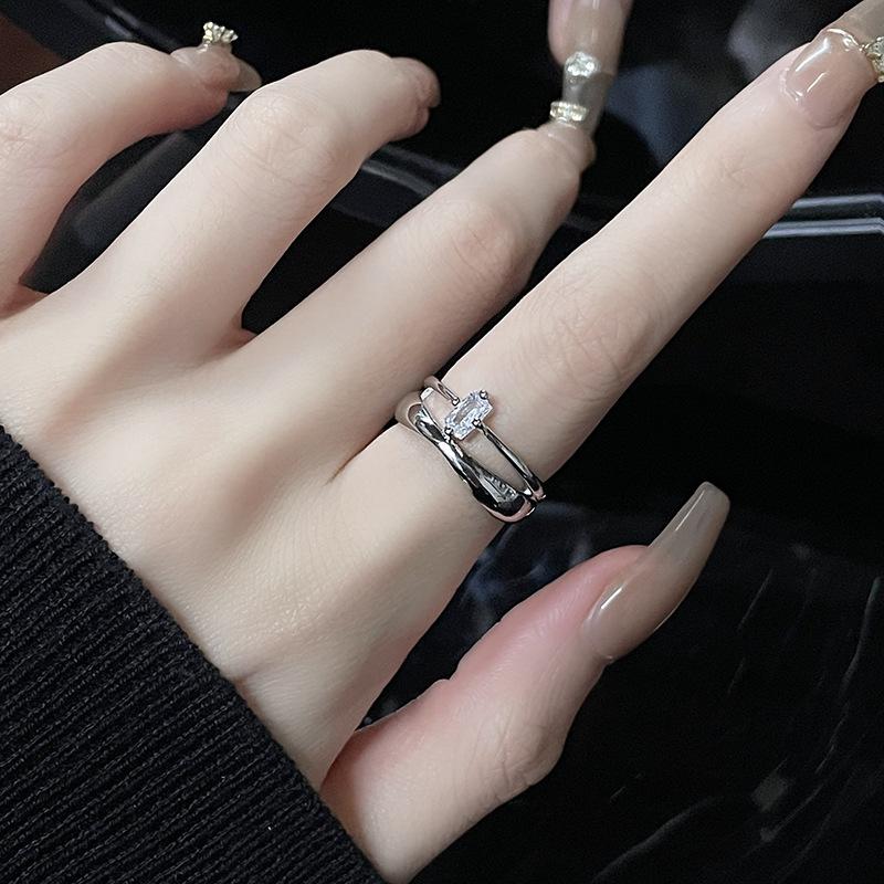 Cold Wind, Niche Design, Enamel Chain, Zircon, French Personality, Advanced Sense, Open Ring, Female