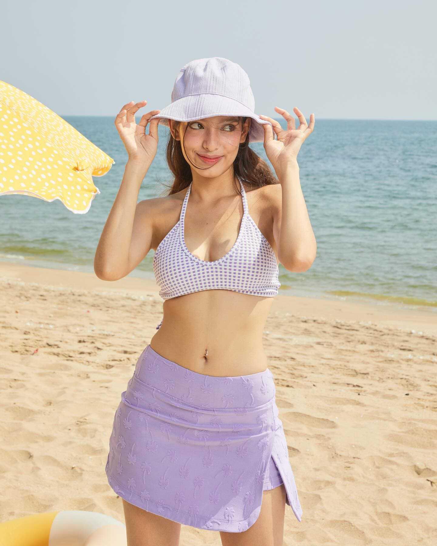 

Сексуальное бикини с V-образным вырезом в корейском стиле: Привлекательный, Стройнящий Купальник для Отдыха на Горячих Источниках и на Морском Побережье L фиолетовый