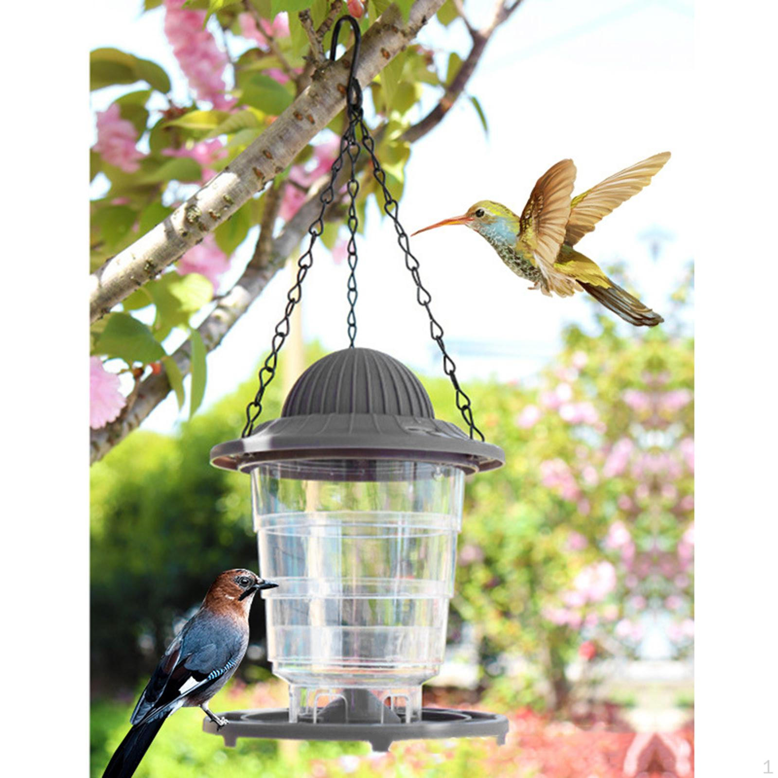 

Feeder w/Hook Hanging for Garden Yard Outside Decoration with Roof Bird Supplies серый