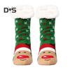 1 Pair Winter Floor Socks Thickened Fuzzy Plush Warmth Retention Christmas Print Leg Warmer Silicone Bottom Fall Winter Floor Socks Holiday Gift