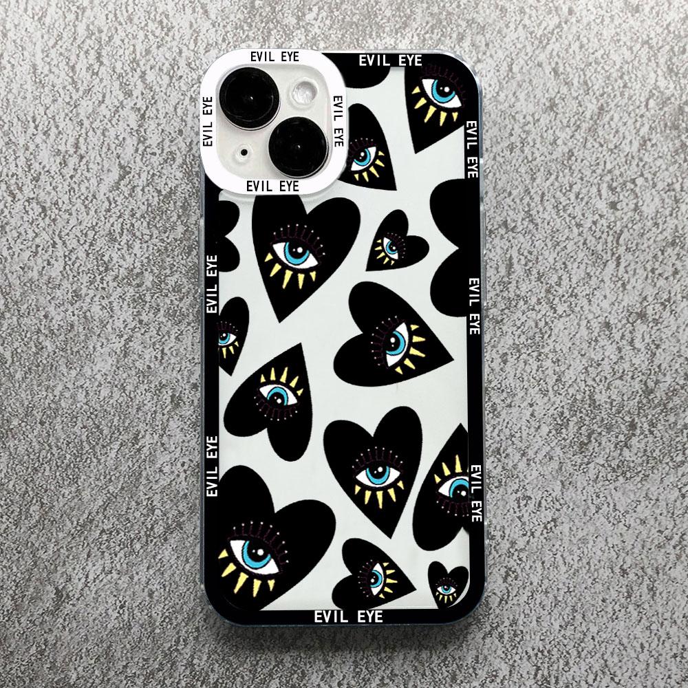 Lucky Eye Blue Evil Eye Print Phone Case For iPhone 14 12 13 11 Pro Max XR X XS MAX 13Pro 7 8 Plus Cover Clear Shockproof Fundas
