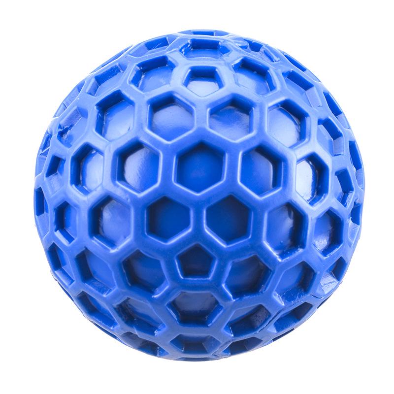 Interactive Squeaky Dog Toy: Honeycomb Shape Soft Rubber Ball for Teeth Cleaning