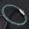 Vintage Men Women Green Leather Bracelet Charm Stainless Steel Buckle Bracelets & Bangles Jewelry Gift