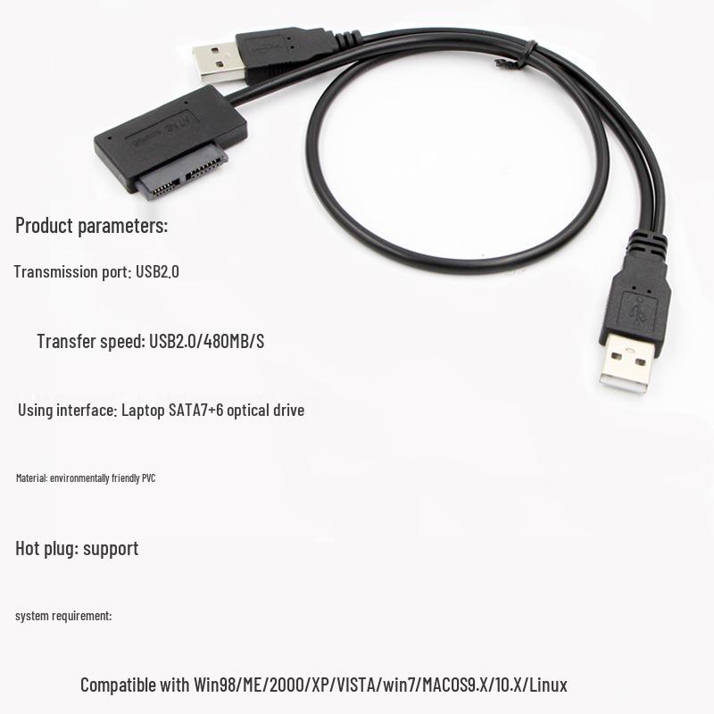 SATA to USB 2.0 Laptop Optical Drive Adapter Cable