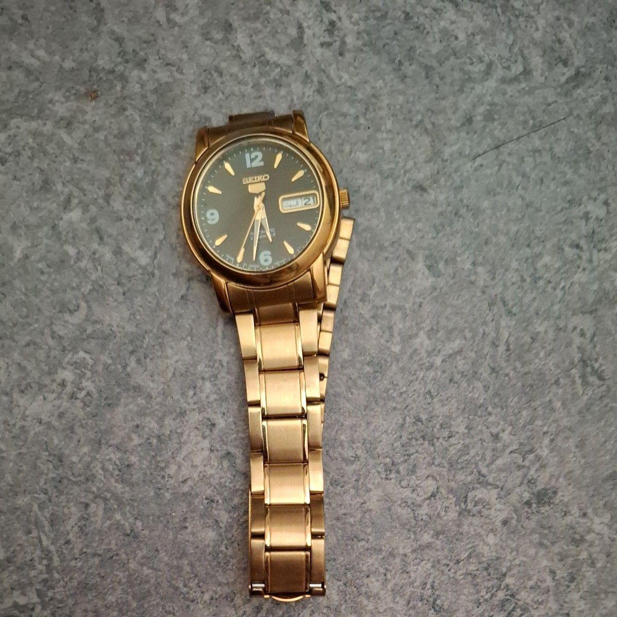 [Junk item] SEIKO 5 automatic gold men s watch