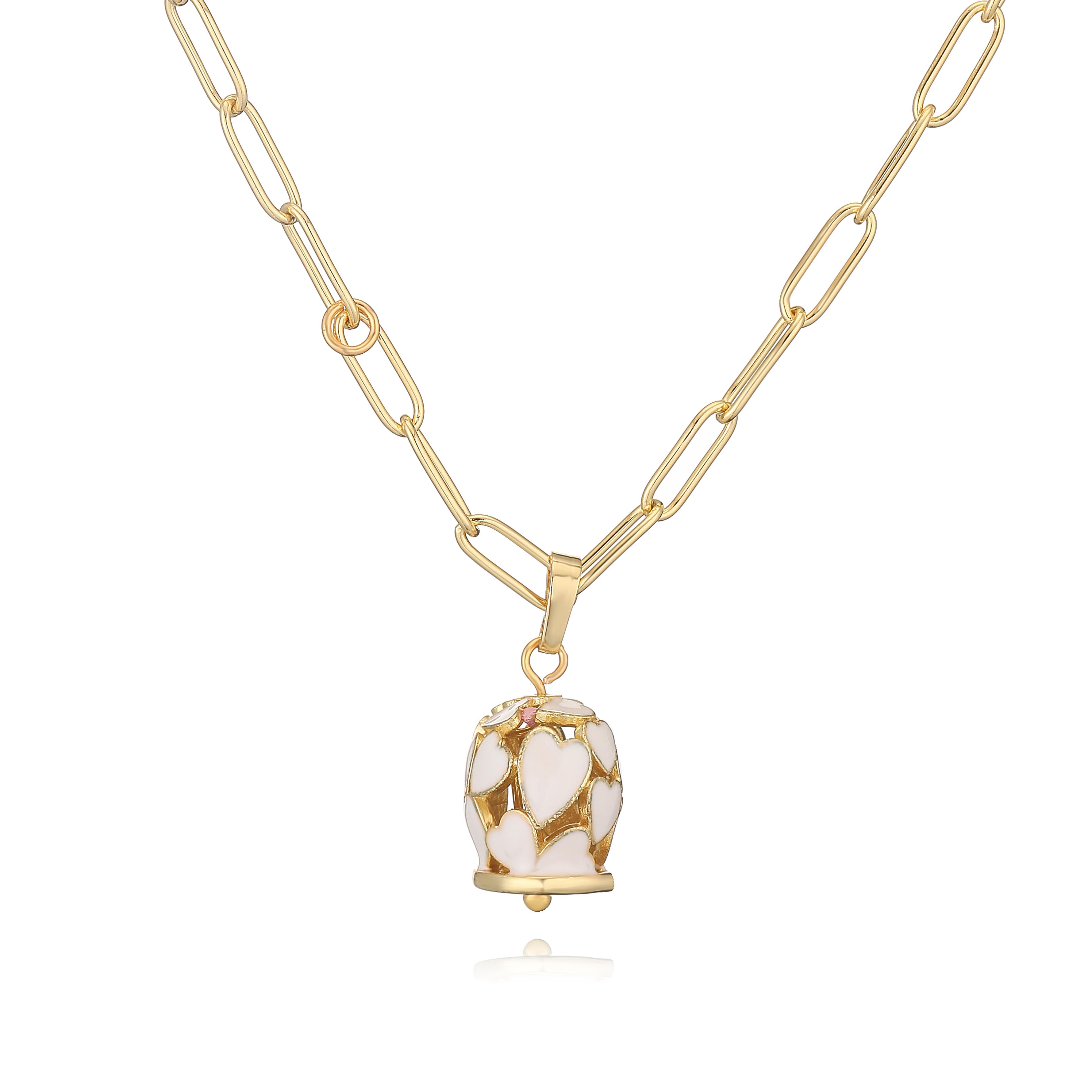 

HECHENG, Enamel Dripping Oil Fashion Simple Heart shaped Bell Pendant Bohemian Holiday Style Women s Zircon Necklace 1 piece Other