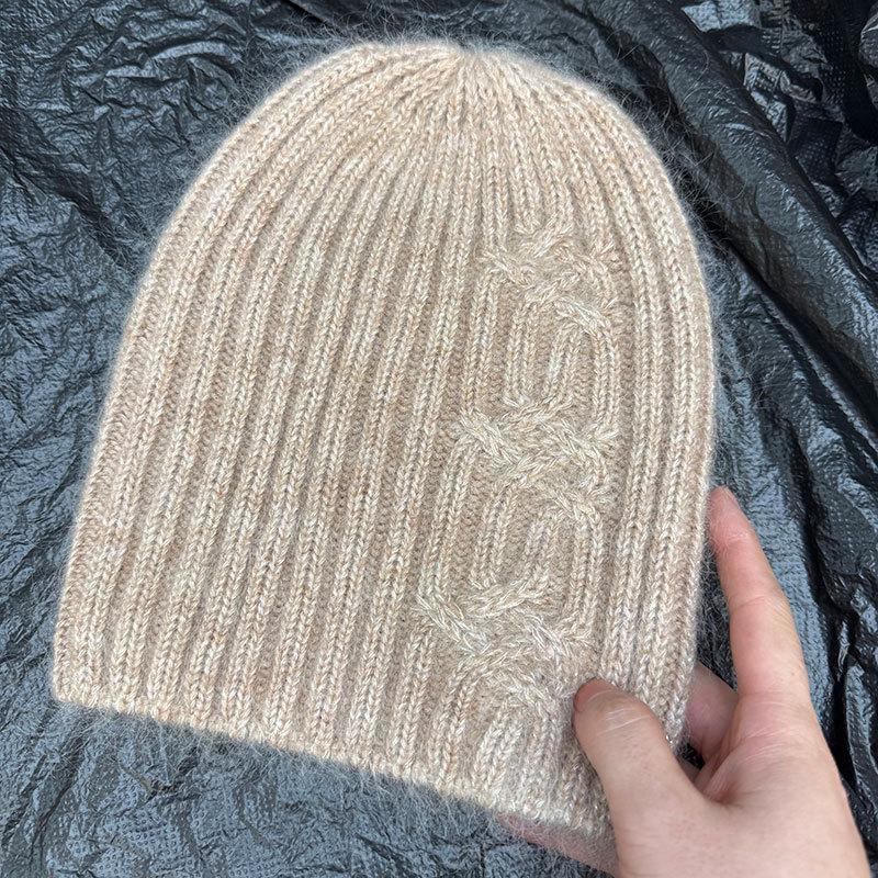 Mohair wool fleece knitted hat women's new autumn and winter fashion show face small versatile big head circumference cold hat