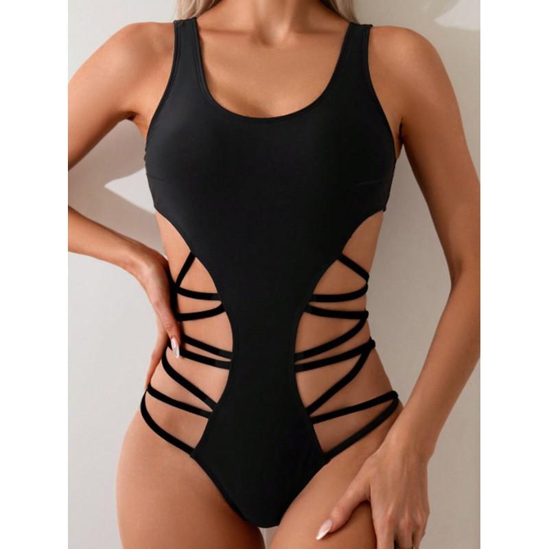 

Strap Sexy One-piece Swimsuit Women s High-end Beach Bikini Hot S чёрный