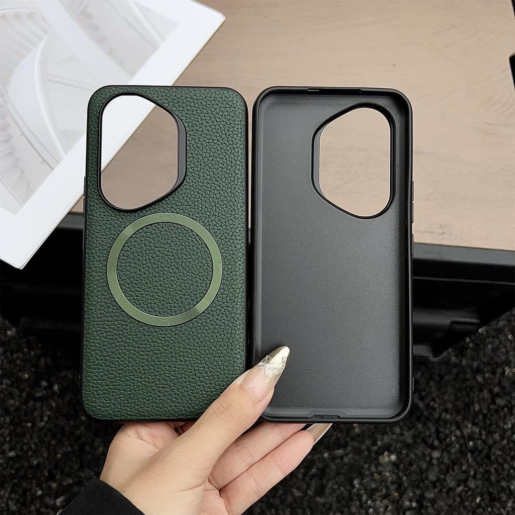 Für Honor 400 Pro 5G (Global) Hülle Kompatibel mit MagSafe PU Leder+TPU Handy-Rückseite