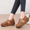 Soft Leather Women Platform Shoes Fashion Wedge Heels Elastic Loafers Elegant Mother Shoes Casual Walking Shoes