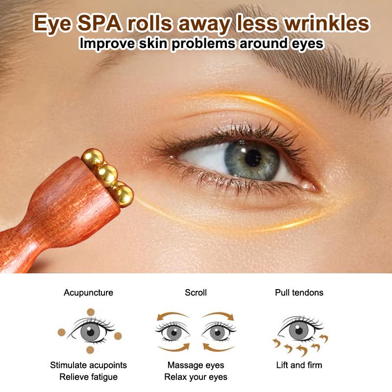 Purple Sandalwood Roller Massager Lotus Seedpod Beauty Professional Brass Facial Gua Sha Tool Eye Relaxation Spot Meridians