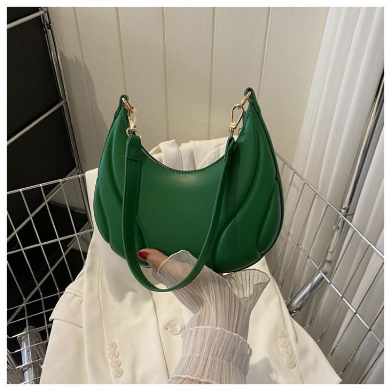 Simple Solid Color Croissant Shaped Women Casual Shoulder Bag For Daily Use