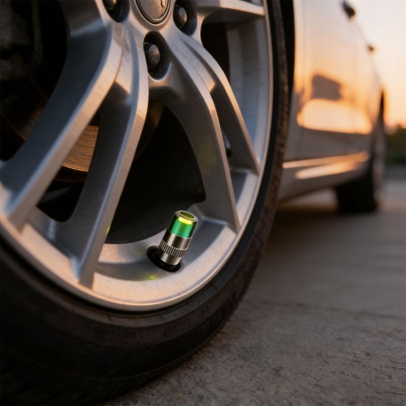 Visual Tire Pressure Indicator Cap for Quick Check with Green Yellow Red Warning Helps Avoid Blowouts Improve Safety on All Vehicles