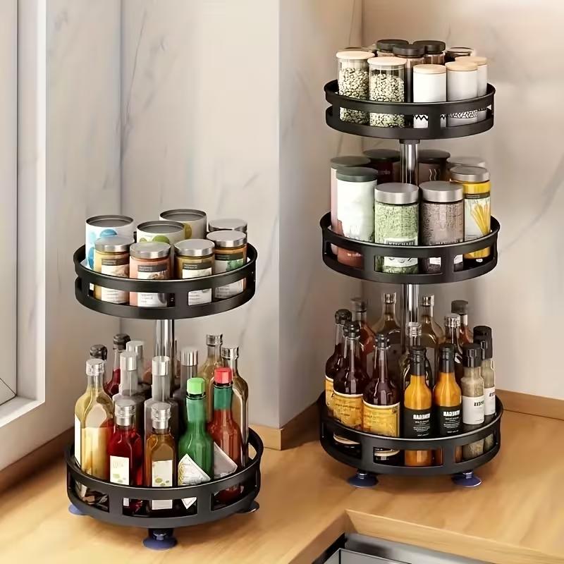 Rotatable Kitchen Storage Rack Kitchen Accessories Spice Storage Rack Clean Storage 360 Degrees Rotatable Organizer Turntable