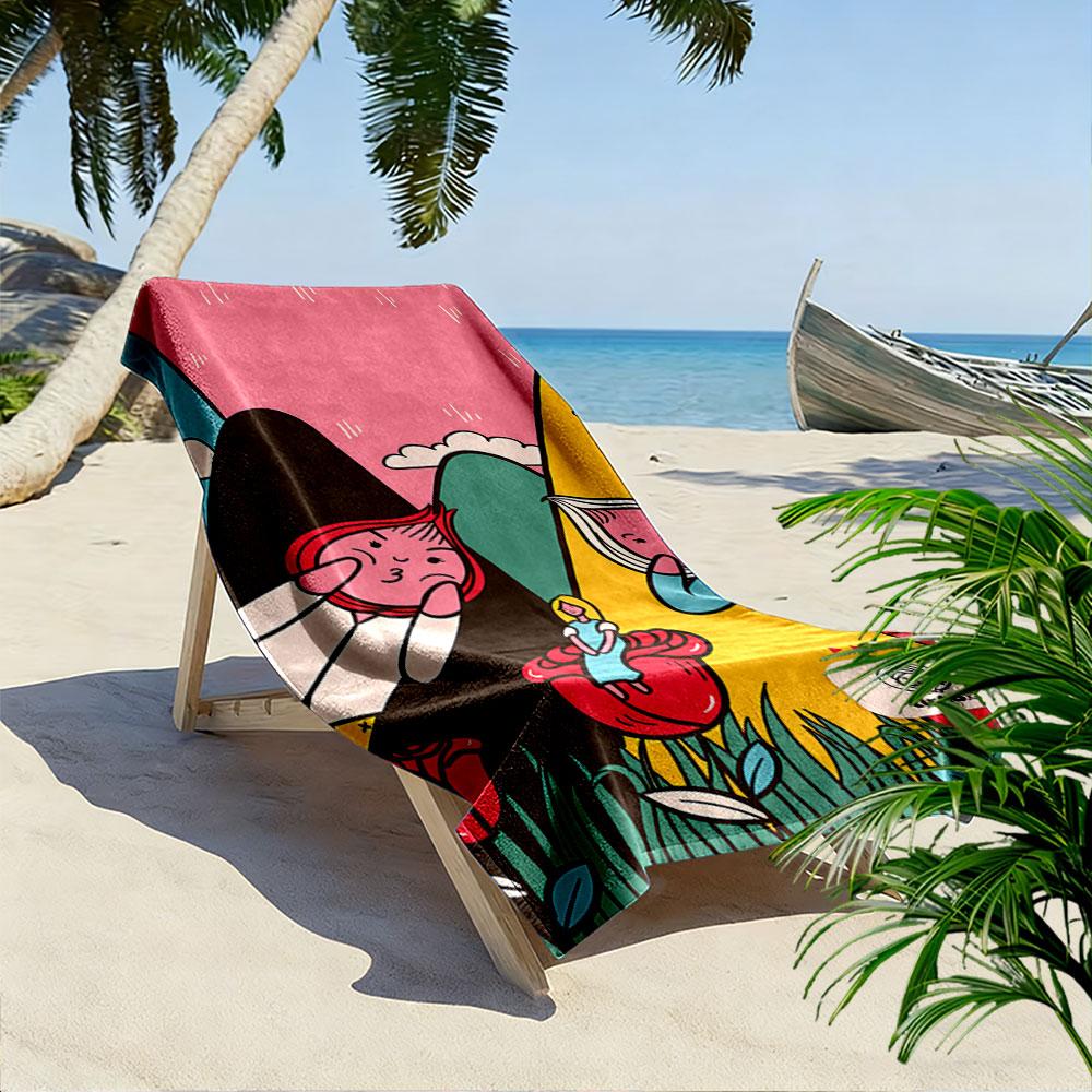 Colorful Cartoon Garden Scene A Must-have Beach Towel for Beach Travel