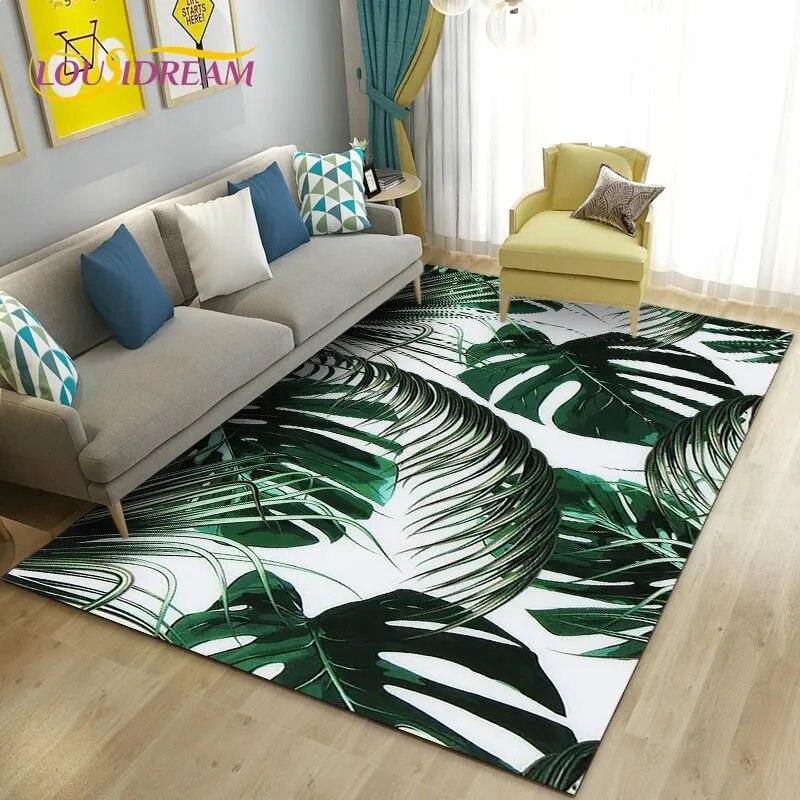 European Luxury Flower Rose Leaf Area Rug,Carpet Rug for Living Room Bedroom Sofa Doormat Decoration,Kitchen Non-slip Floor Mat