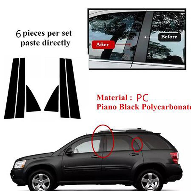 6pcs/set Window Door Column B C Pillar Post Cover Trim for Chevy Equinox 2005-2009 Auto Styling