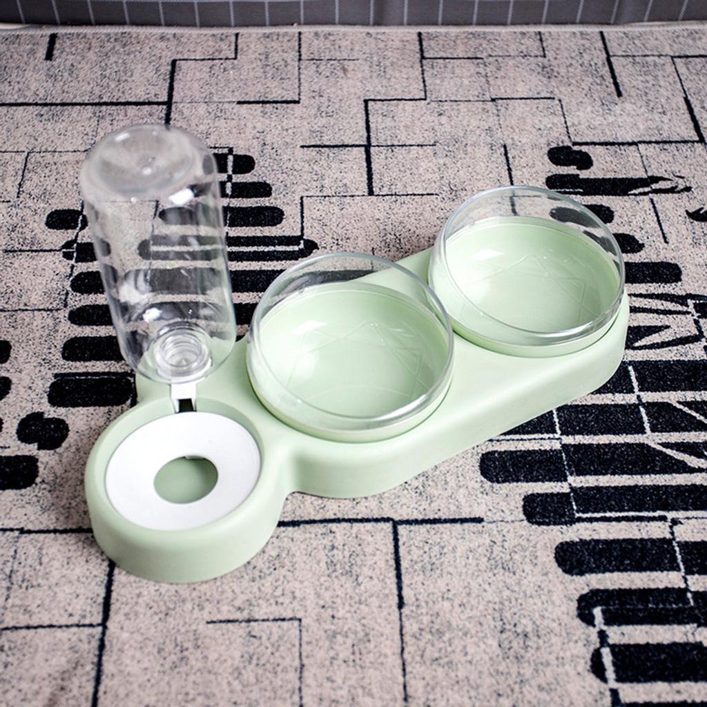 Bowl Set With 3 Glasses Double Food Bowl Wet And Dry Food With Water Bottle